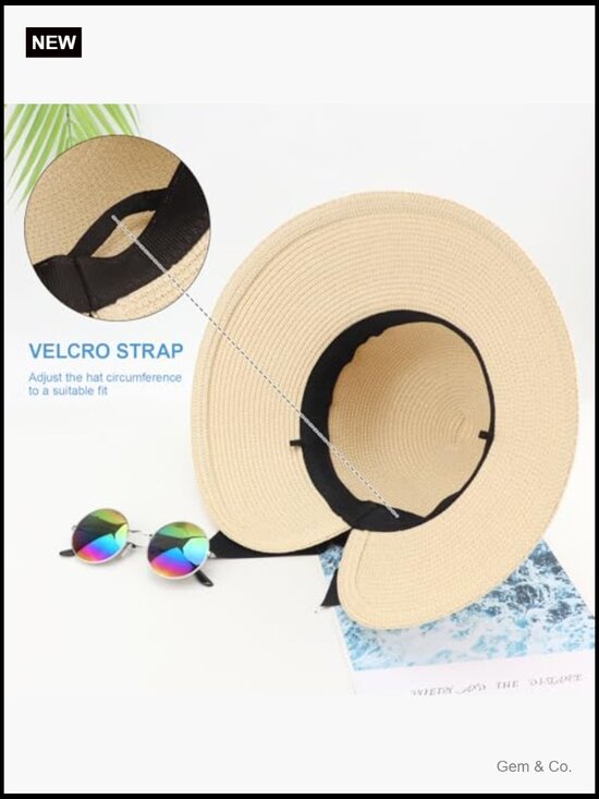 Foldable Wide Brim Straw Sun Hat UPF 50+ Travel Beach Hat main image 4
